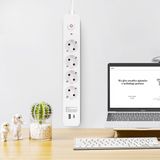 Stekkerdoos - Wit - 4 Stopcontacten - 1 USB-A - 1 USB-C - 1.5 Meter Snoerlengte