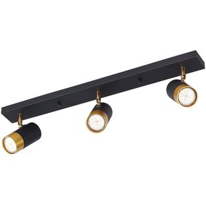 LED-Deckenstrahler - Brinton Tronta - GU10 Fassung - 3-flammig - Schwenkbar - Rund/Rechteckig - Schwarz/Gold