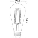 Brinton - LED Lamp E27 Edison Filament - Amber - 6W 540lm - 822 Zeer Warm Wit 2200K - ST64