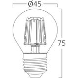 Brinton - LED Lamp E27 Kogel Filament - Amber - 4W - 360lm - 822 Zeer Warm Wit 2200K - G45