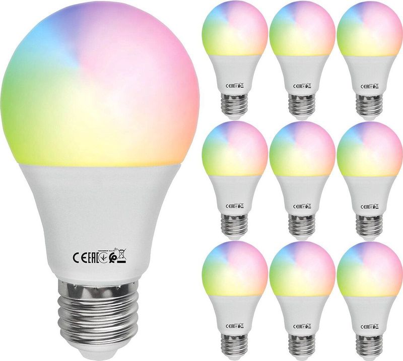 Kozolux - Voordeelpak 10x LED Lamp E27 - Smart LED - 9W 800lm - RGB+CCT - Dimbaar