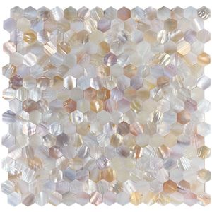 Afimera - Mother of Pearl Hexagon Shell Tiles - Zelfklevende Mozaïek Tegel - Wit - 305x305x3.3mm