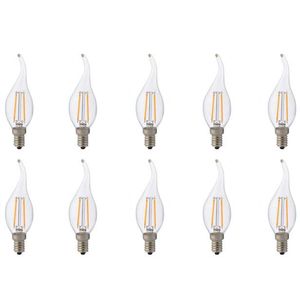 Voordeelpak LED Lamp - Kaarslamp - Filament Flame - E14 Fitting - 4W - Natuurlijk Wit 4200K - Set van 10