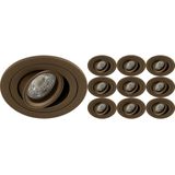 Sigmi Luno Pro - Inbouwspot - Brons - Rond - 10 Pack - Kantelbaar - Zaagmaat 80mm Diameter 92mm - Incl. GU10 Fitting