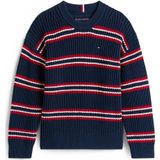 Tommy Hilfiger - HALF CARDIGAN C-NECK SWEATER - Dark Night Navy Multi Stripe - Gebreide Trui