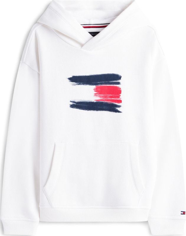 Tommy Hilfiger - FLAG HOODIE - Hoodie - Wit - Voor Kinderen tot 16 jaar
