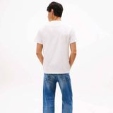 Tommy Jeans - Shirt - Ecru/Lichtblauw - Ronde Hals - Kwartmouw