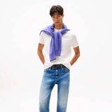 Tommy Jeans - Shirt - Ecru/Lichtblauw - Ronde Hals - Kwartmouw