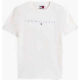 Tommy Jeans - Shirt - Ecru/Lichtblauw - Ronde Hals - Kwartmouw