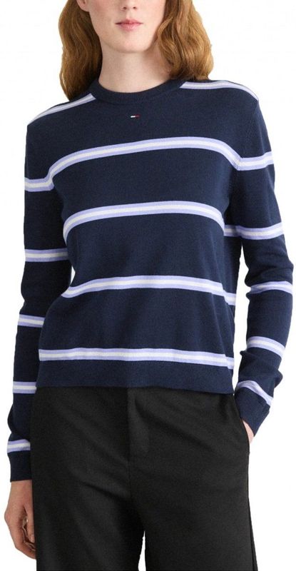 TOMMY JEANS - TJW ESSENTIAL CREW SWEATER EXT - Gebreide Trui - Dark Night Navy/Stripe