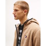 Tommy Jeans - Fleece Jas - Beige - Met Capuchon - Normale Pasvorm