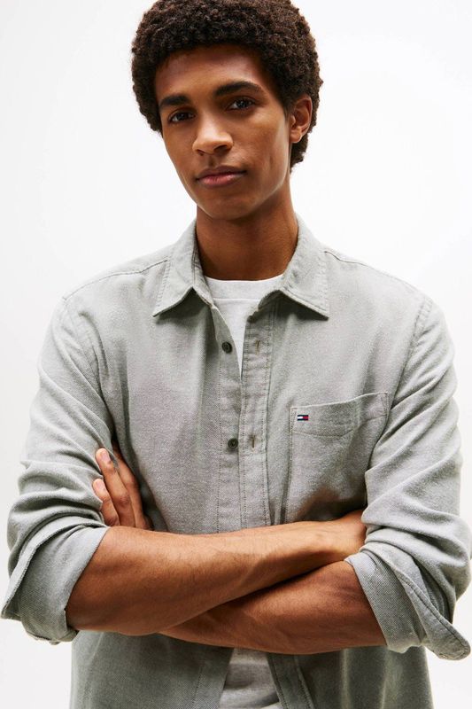 Tommy Jeans - Overhemd - Lichtgroen - Regular Fit - Lange Mouwen - 100% Katoen