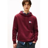 TOMMY JEANS - TJM REG ESSENTIAL FLAG HOOD - Sweatshirt - Rood - Met Bedrukte Merklogo op Borsthoogte