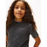 TOMMY HILFIGER - Shirt - Antraciet/Wit - Kwartmouw - Ronde Hals