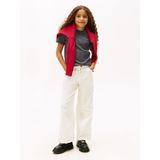 TOMMY HILFIGER - Shirt - Antraciet/Wit - Kwartmouw - Ronde Hals