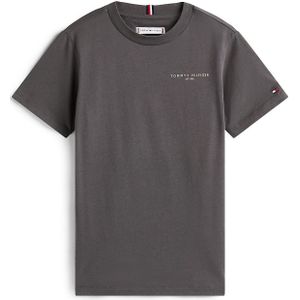 TOMMY HILFIGER - Shirt - Antraciet/Wit - Kwartmouw - Ronde Hals