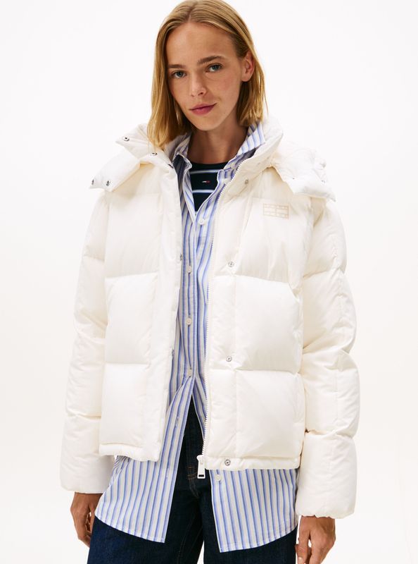 Tommy Jeans - Alaska - Winterjas - Wit - Gewatteerd - Afneembare Capuchon
