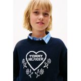 TOMMY HILFIGER - Trui - Blauw - Hartmotief - Lange Mouwen - Ronde Hals