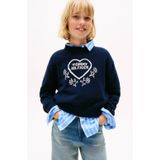 TOMMY HILFIGER - Trui - Blauw - Hartmotief op de borst - Katoen