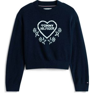 TOMMY HILFIGER - Trui - Blauw - Hartmotief op de borst - Katoen