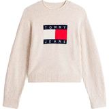 Tommy Jeans Trui Tjw Melange Flag Swea Dw0dw21782 Afn Ancient White Htr Dames Maat - XXS
