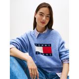 Tommy Jeans Trui Tjw Melange Flag Swe Dw0dw21782 Dz1 Vintage Iris Htr Dames Maat - XXS