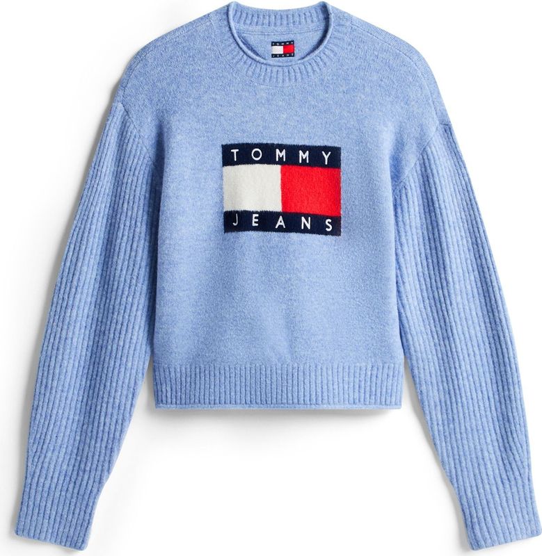 Tommy Jeans Trui Tjw Melange Flag Swe Dw0dw21782 Dz1 Vintage Iris Htr Dames Maat - XXS