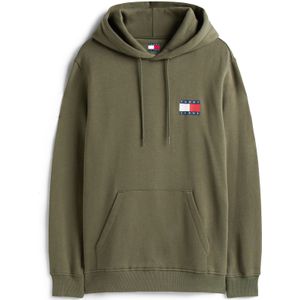 TOMMY JEANS - TJM REG ESSENTIAL FLAG HOOD EXT - Sweatshirt - Pewter green - Met Bedrukte Merklogo op Borsthoogte