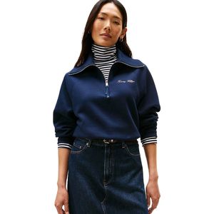 TOMMY HILFIGER - Sweater - Blauw - Katoen - Met Ritssluiting