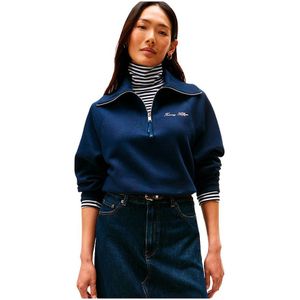 TOMMY HILFIGER - Sweater - Blauw - Katoen - Met Ritssluiting