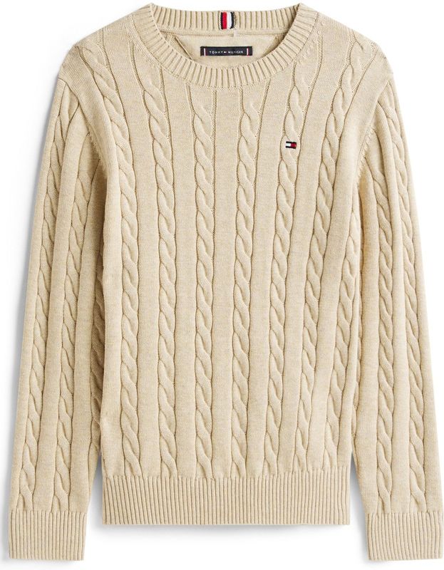 Tommy Hilfiger - COTTON CABLE SWEATER - Gebreide Trui - Malted Milk Heather