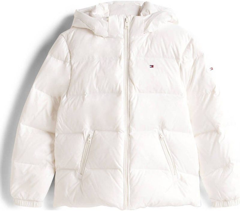 Tommy Hilfiger - Gewatteerde Jas - Ivoor - Met Capuchon - Lange Mouwen