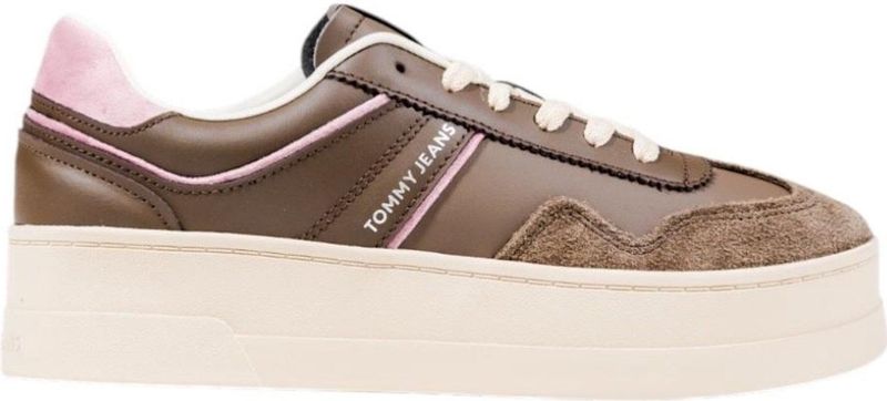 Tommy Jeans - EN0EN02902 - Leren Sneakers - Bruin - Casual