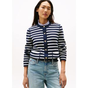 Tommy Hilfiger - Damescardigan - Effen - Katoenmix - Regular Fit - Logo-applicatie