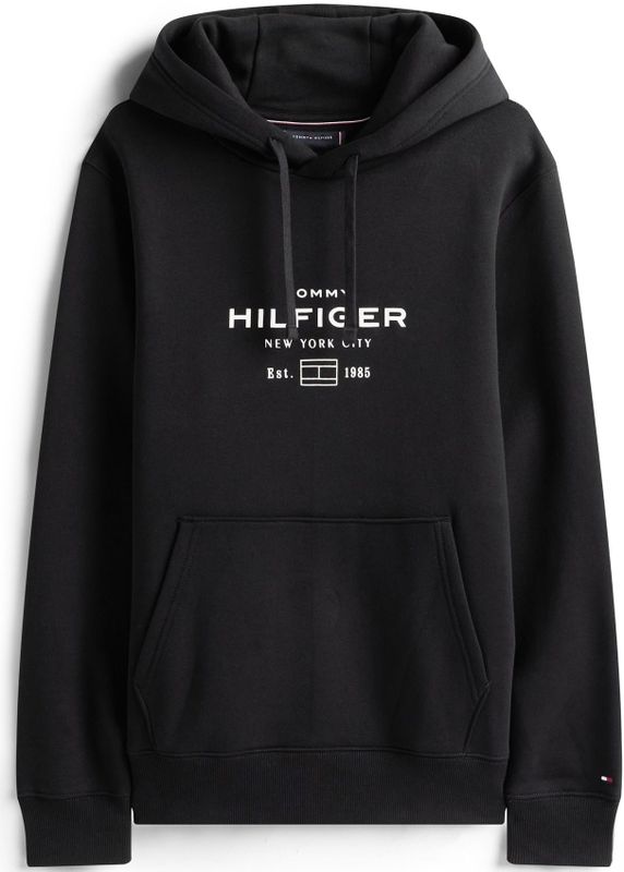 TOMMY HILFIGER - Sweatshirt - Zwart - Capuchon met Trekkoord - Lange Mouw