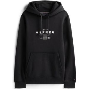 TOMMY HILFIGER - Sweatshirt - Zwart - Capuchon met Trekkoord - Lange Mouw