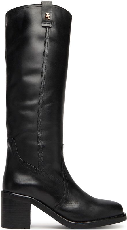 Tommy Hilfiger - Leren Hoge Laarzen - Zwart