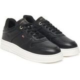 Tommy Hilfiger - TH SPORTY CUPSOLE LEATHER - Plateausneakers - Zwart - Vrijetijdsschoen - Veterschoen met Zijlogo