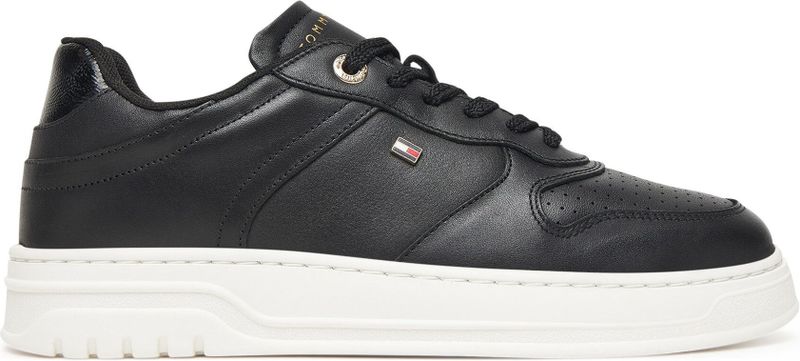 Tommy Hilfiger - TH SPORTY CUPSOLE LEATHER - Plateausneakers - Zwart - Vrijetijdsschoen - Veterschoen met Zijlogo
