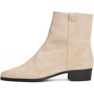 Tommy Hilfiger - TH Suede Pointy ZIP Bootie - Enkellaarsjes - Beige