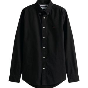 Tommy Hilfiger Heren Solid Heritage Oxford RF Shirt MW0MW35774 L/S Shirt, zwart, XS, Zwart (Zwart/Zwart Solid), XS