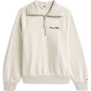 Tommy Hilfiger - CRV CLASSIC SCRIPT FLEECE - Sweatshirt - Heather Oatmilk - 1/2 Zip