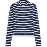 Tommy Hilfiger Dames Slim Cody Mock-NK LS WW0WW47307 L/S T-shirt, blauw, XXS, Blauw (Donker Nacht Marine/Ecru Stp), XXS