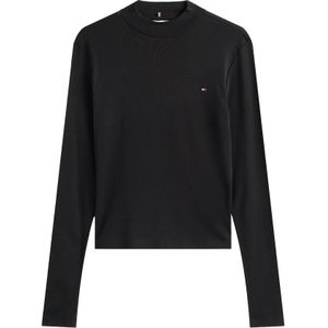 TOMMY HILFIGER - Shirt - Zwart - Lange Mouw - Slanke Pasvorm
