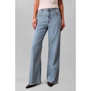Ultra high waist wide fit jeans met franjes