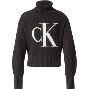 Calvin Klein Jeans, Dames, Truien, Zwart, Maat: 2XS Katoen,