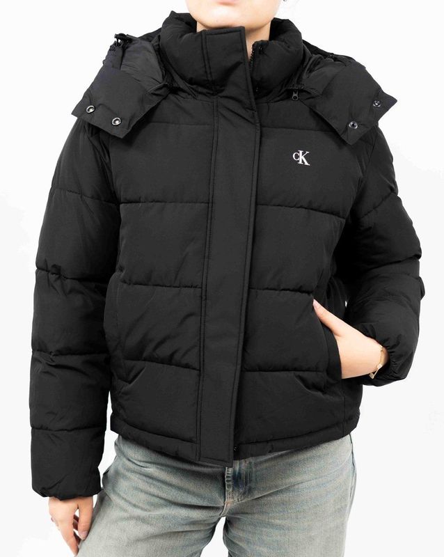 Calvin Klein - Winterjas - Zwart/Wit - Gewatteerde Jas - Afneembare Capuchon