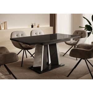 Meubella - Eetkamertafel Delilah - Hoogglans Zwart - Uitschuifbaar - 160 cm