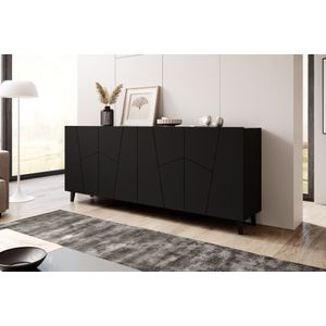Meubella - Dressoir Ezer - Mat zwart - 200 cm