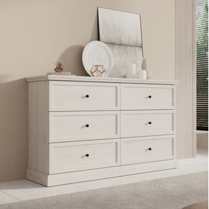 Meubella - Ladekast Leroy - Wit Eiken - 6 Lades - 146 cm